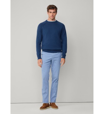 Hackett London maglione girocollo in cotone e lino blu scuro