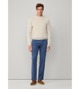 Hackett London maglione girocollo in cotone e lino beige