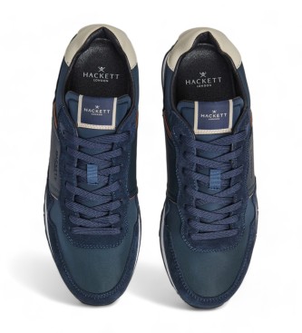 Hackett London Skórzane buty treningowe Telfor Shadow granatowy