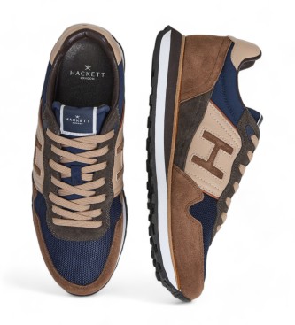 Hackett London Skórzane buty sportowe Telfor Vibe granatowy, brązowy