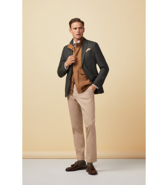 Hackett London Gestructureerde beige chino broek