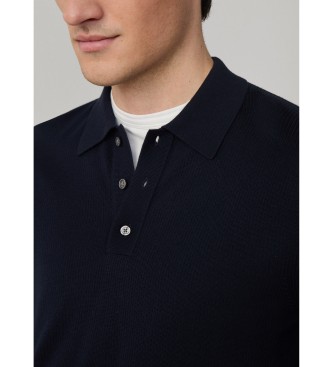 Hackett London Navy tekstureret strikket poloshirt