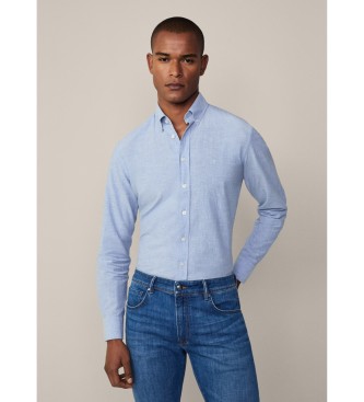 Hackett London Chemise en lin texture bordee de bleu Esdemarca Store mode chaussures et accessoires chaussures de grandes marques et chaussures de createurs