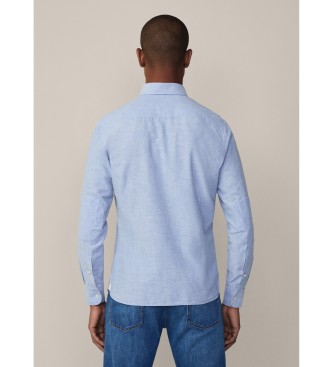 Hackett London Skjorta texturerat linne med brd bl