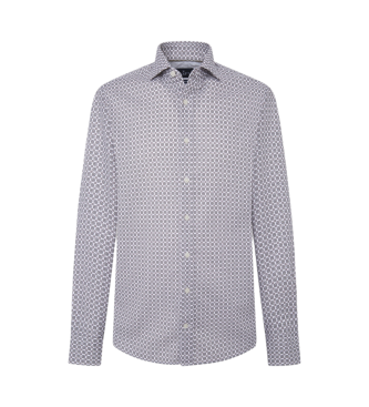 Hackett London Camicia marrone con stampa di piastrelle