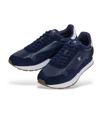 Hackett London Sneakers in pelle blu navy Vector Plain