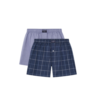 Hackett London Pack de 2 bxers Windowpane Boxer marino, azul