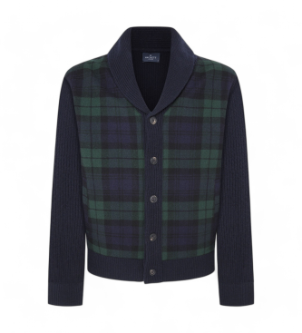 Hackett London Crdigan Plaid marino