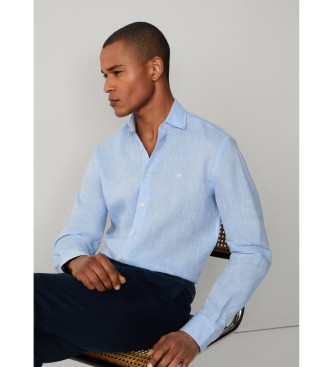 Hackett London Camisa Yarn Dye Linen azul