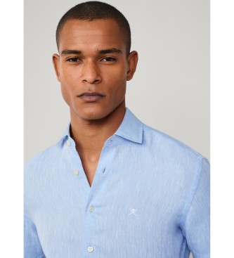 Hackett London Camisa Yarn Dye Linen azul