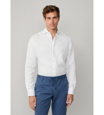 Hackett London Garnfarvet linnedskjorte hvid