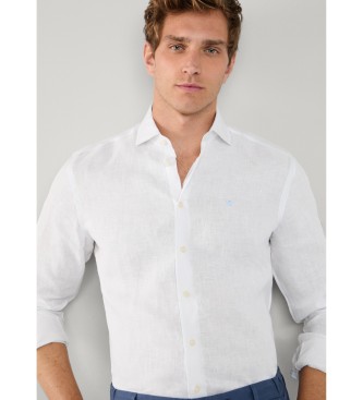 Hackett London Garnfarvet linnedskjorte hvid