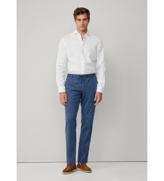 Hackett London Garnfarvet linnedskjorte hvid