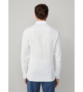 Hackett London Garnfarvet linnedskjorte hvid