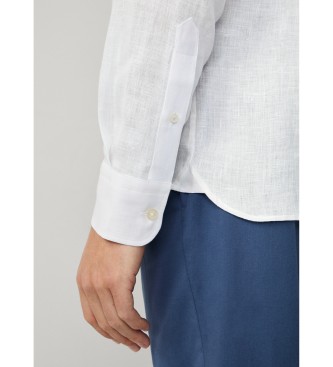 Hackett London Garnfarvet linnedskjorte hvid