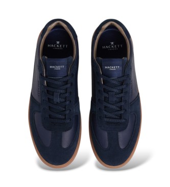 Hackett London Temno modre usnjene superge Brando Circuit