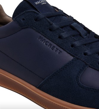 Hackett London Temno modre usnjene superge Brando Circuit