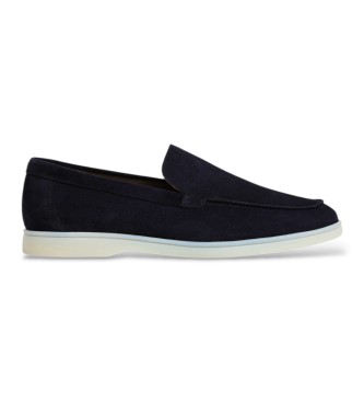 Hackett London mocassini in camoscio martin liscio blu marino