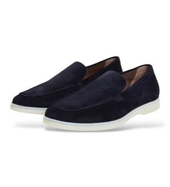 Hackett London mocassini in camoscio martin liscio blu marino