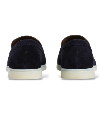 Hackett London mocassini in camoscio martin liscio blu marino