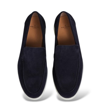 Hackett London mocassini in camoscio martin liscio blu marino