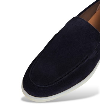 Hackett London mocassini in camoscio martin liscio blu marino