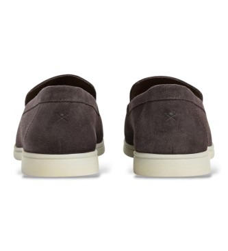 Hackett London mocassini in camoscio martin liscio grigio