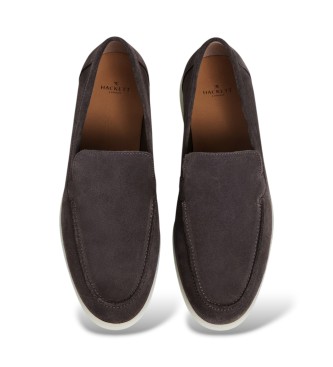 Hackett London mocassini in camoscio martin liscio grigio