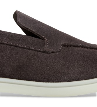 Hackett London mocassini in camoscio martin liscio grigio