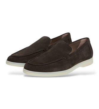 Hackett London mocassini in camoscio martin liscio marrone