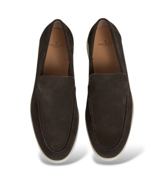 Hackett London mocassini in camoscio martin liscio marrone