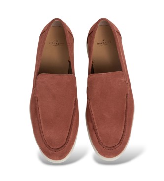 Hackett London mocassini in camoscio martin liscio marrone chiaro