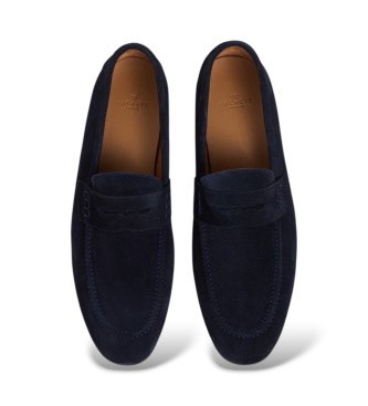 Hackett London Scarpe in nabuk Martins Saddle blu navy