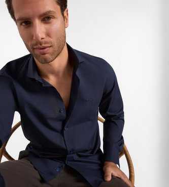 Harmont & Blaine Chemise Popeline Stretch bleu marine