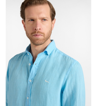 Harmont & Blaine Camisa lisa de lino puro turquesa