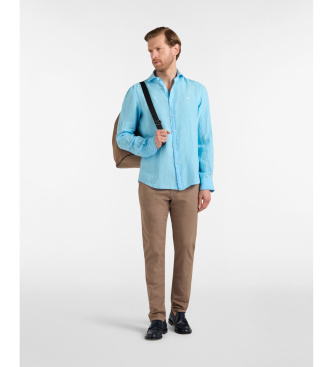 Harmont & Blaine Camisa lisa de lino puro turquesa
