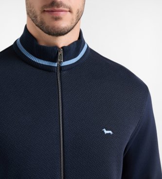 Harmont & Blaine Sweat à capuche zippé en éponge 3D bleu marine