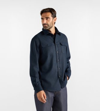 Harmont & Blaine Loose-fit navy flannel shirt