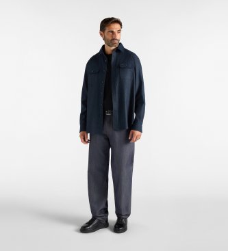 Harmont & Blaine Loose-fit navy flannel shirt