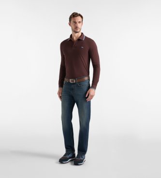 Harmont & Blaine Polo piqué avec bordures chocolat