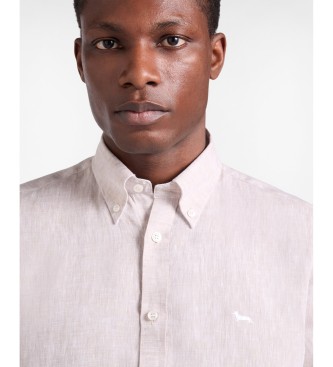 Harmont & Blaine Beigefarbenes Regular Fit Hemd aus reinem Leinen