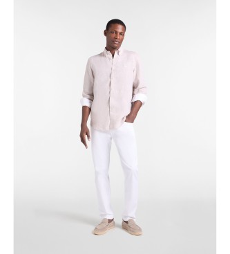 Harmont & Blaine Beigefarbenes Regular Fit Hemd aus reinem Leinen