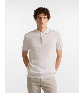 Harmont & Blaine Strikket poloshirt med tweed-effekt i beige