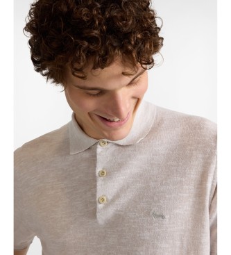Harmont & Blaine Strikket poloshirt med tweed-effekt i beige