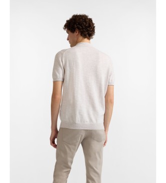 Harmont & Blaine Strikket poloshirt med tweed-effekt i beige