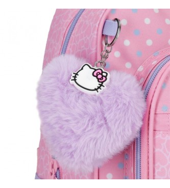 Joumma Bags Hello Kitty Hearts & Dots 38 cm skoletaske med lyserd trolley