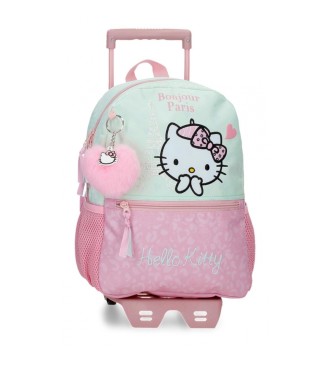 Joumma Bags Plecak Hello Kitty Paris z wózkiem turkusowy -25x32x12cm