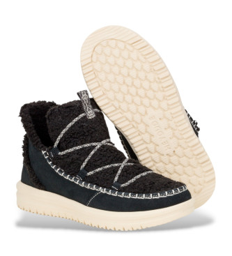 HeyDude Superge Camden Suede Cozy črne barve