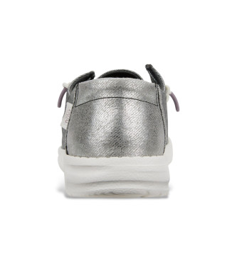 HeyDude Mocassins Wendy Metallic zilver