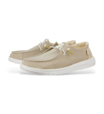 HeyDude Wendy Metallic Sparkle beige boat shoes